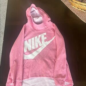 Nike Pink & White Logo Hooded Pullover